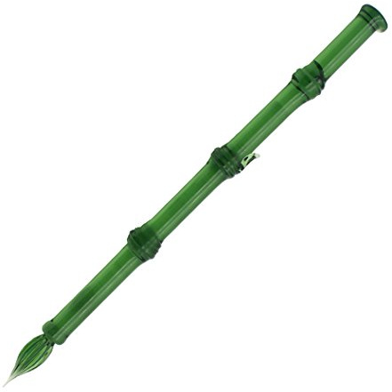 Gullor glas dopppenna bambuform handgjord glassignatur penna kristall doppskylt penna presentpenna, grön
