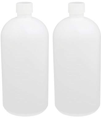 sourcing map 2Pcs 1L HDPE Plastic Clear White Narrow Mouth Liquid Chemical Reagent Sample Bottle Container Storage