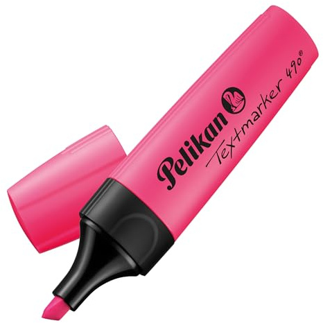 Pelikan Textmarker 490, 1 x Neon-Rosa, 1 Stück, mit Keilspitze | Pelikan Textmarker 490, 1 x Neon-Rosa, 1 Stück, mit Keilspitze