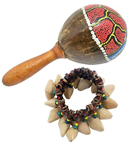 Inzopo Handcraft Maraca mit Dora Nuss Armband Handglocke Hand Percussion für Band Party Zubehör