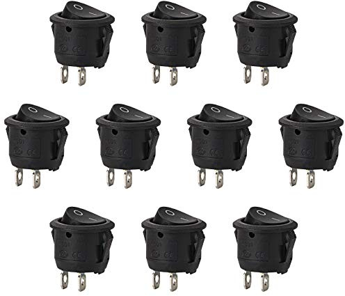Thlevel 10 Pièces Interrupteur à Bascule Rond Verrouillage Commutateur SPST Bouton 2 Broches AC 6A/125V 3A/250V pour Voiture Camion Bateau
