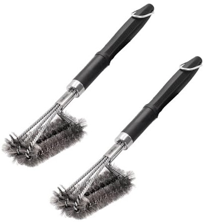 2X Grillfürst Premium Grillbürste mit Edelstahl Borsten, 45 cm - Grill Reinigungsbürste für Grillrost, Grillrost Bürste mit langem 3-Fach Bürstenkopf