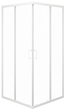 Duschkabine Marwell Factory Square 90 x 90 x 200 cm Dusche Eckig Glasdusche matt weiß