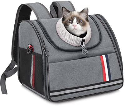 PETCUTE Rucksack für Katzen und Hunde,Faltbar Katzenrucksack Hunderucksack mit Reflektierender Streifen,Atmungsaktiv Haustier Rucksack mit Sicherheitsleine,Herausnehmbarer Matte,Airline Genehmigt