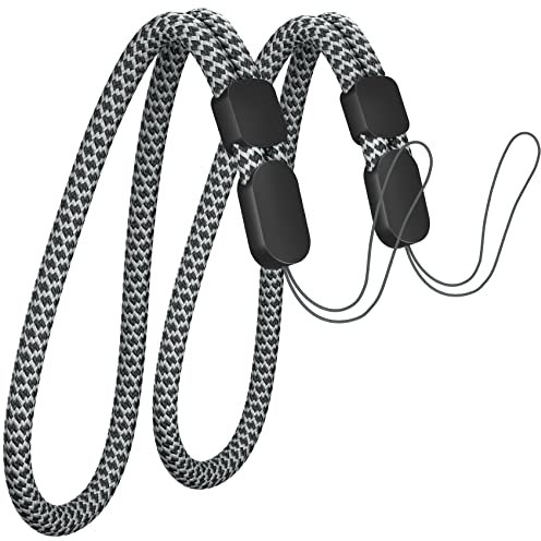 Avorast Hand Wrist Strap Lanyard, 2 Pack Carbon Fiber Phone Lanyards Verstellbares Lanyard für GoPro, Kamera, Handytasche, Schlüssel, Schlüsselbund, USB Flash Drive, Taschenlampe, Schwarz & Grau