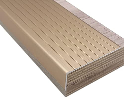 Treppenkantenprofil Kantenschutz Treppenkanten Für Vinyl-Dielenböden, Rutschfeste Aluminium-Legierung Treppenkante Zierstreifen/ Einfassband Für Fliesen-Holz-Treppen, Geriffeltes Laminat Treppenkante
