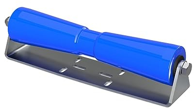Rouleau de quille en polyuréthane avec Support B Aide à la Mise à l'eau des remorques de Bateaux galvanisé 400 mm, Bleu