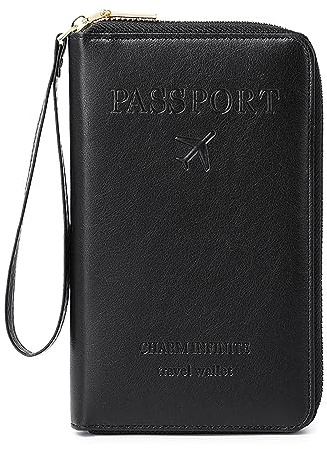 Toctax Reisepass Tasche, Travel Wallet Organizer, Reisepasshülle mit RFID Blocker für Damen und Herren, Reisezubehör Passport Tasche für Kreditkarten, Ausweis und Reisedokumente (Schwarz)