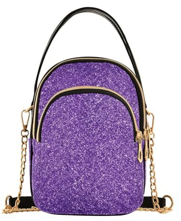 GAIREG Bunte Rose gesteppte Tasche kleine Geldbörse mit Griff, Lila Glitzermuster