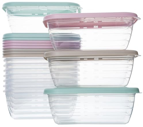 QILZO Lot de 12 boîtes alimentaires 500ml, récipients alimentaires en plastique, sans BPA, pour micro-ondes, lave-vaisselle, congélateur, récipients avec couvercle