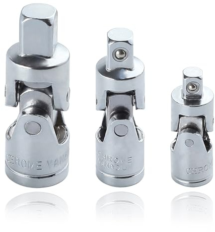 LEONTOOL 3-teiliges Universalgelenk-Stecknuss-Set, Drehgelenk-Stecknuss-Adapter-Set, 1/4 Zoll, 3/8 Zoll, 1/2 Zoll, Antriebsgelenk-Adapter, Ratschen-Stecknuss, Chrom-Vanadium-Stahl, Schlag-Universalg