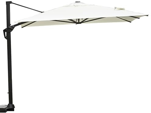 Gruppo Maruccia - Ombrellone Palo Laterale Ruotabile - Ombrellone a Sbalzo per Giardino, Bar, Hotel - Struttura Alluminio - Tetto in Poliestere Ecrù (3x4 Metri)