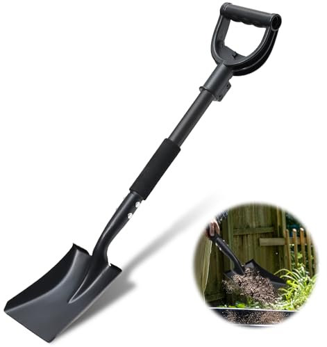 Shovel, Garden Shovels for Transferring, 31” Flat Square Spade, Small Short Shovels for Sand Beach, Digging, Gardening, Trenching, Landscaping, Metal Scoop Shovel with D-Handle Grip