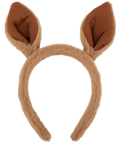 Gjinxi Diadema de canguro con orejas lindas para el pelo, diadema de animal, diadema de maquillaje, accesorios de disfraces, gorras de peinado para el cabello, envoltura marrón para lavar la cara,