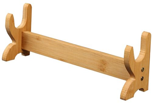Serenitison Schwertauflage aus Massivem Holz,Einlagige Horizontale Schwertauflage,Waffenständer als Desktop Dekoration,Schwertständer Katana Ständer,für die Präsentation 40–150cm Langen Schwertern