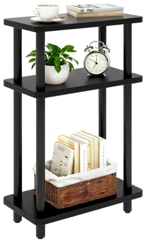 IBUYKE Table d'appoint Etroite,Bout de Canapé à 3 Niveaux,Noir WST009B
