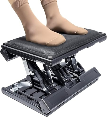 SurmountWay Stor panel fotstöd skrivbord steglöst justerbar, fotstöd fotpall med massage ergonomisk höjd vinkel justerbar för kontor hem (svart)