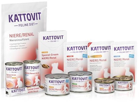 KATTOVIT - Niere/Renal Probierpaket Medium zur Unterstützung der Nierenfunktion für ausgewachsene Katzen | Trockenfutter & Nassfutter, Cat Cream & Drink für Katzen mit Nierenproblemen