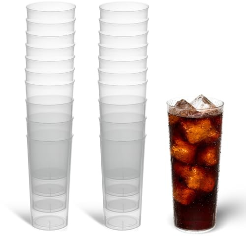 CHEFZOCO Vasos de Tubo Plástico Duro, vasos para Cubata, Cerveza, Refrescos, Reutilizables y Reciclables, Apto para fiestas, bodas, Despedidas Soltera/o, Plástico duro, Capacidad 300 cc, Pack 20 vasos