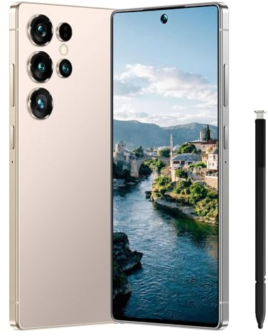 Smartphone sbloccato W24 Ultra Android smartphone processore 8 core 8 GB + 256 GB telefono cellulare 7,3 pollici schermo HD 108 MP + fotocamera 64 MP 7000 mAh batteria 5G Dual SIM (oro champagne)