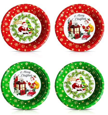 Susan's Choice 4er-Set Weihnachtsteller, Ø26cm Teller für Kekse, Plätzchen, Stollen & Süßes, Wiederverwendbare Snackteller für Weihnachten, Nikolaus und Advent.