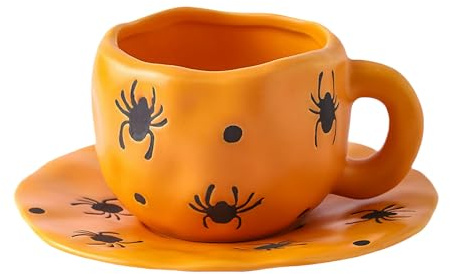 Taza café, tazas agua cerámica para el hogar, capacidad bebida irregular 320 ml con tema Halloween, taza de té para leche caliente, vino, oficinas, hotel y restaurante, 6.69x2.76x3.74 pulgadas