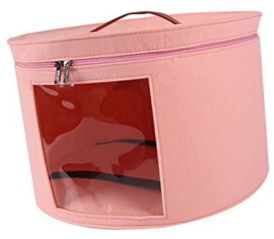 PawwJoy Hutschachtel faltbar stapelbar tragbar Hutaufbewahrungsbox für Damen Herren Reise-Hutschachteln Rosa groß 50x26cm- Rosa Groß