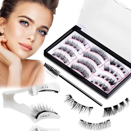 THQAE 6 pares pestañas postizas magneticas, Pestañas magnéticas 3D pestañas magnéticas de aspecto natural con juego de pinzas aplicadoras, impermeables y reutilizables para maquillaje diario o citas