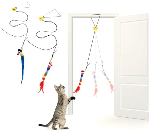 Katzenspielzeug Türrahmen Interaktives Katzenspielzeug Selbstbeschäftigung | 2 Stück Katzenspielzeug Set Cat Toys for Indoor Cats Katzenspielzeug Vogel,Katzen Spielzeug Hängende, Maus mit Federschwanz
