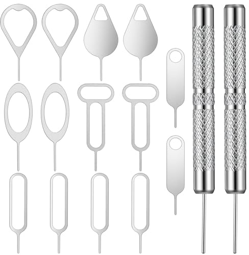 XLIUAX 16Pcs Sim Card Removal Tool Set, Sim Ejector Tool Smooth and Burr-Free SD Card Removal Tools Key Cards Tray Ejector Pins for All Cell Phones