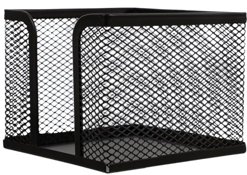 Housoutil Notizblockhalter aus Metallnetz Kompakte Aufbewahrungsbox für Schreibtisch Multifunktionaler Memo und Serviettenhalter für Büro Schule und Zuhause