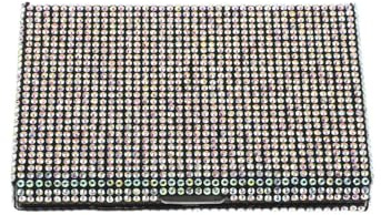 NUOBESTY Strass Visitenkartenetui aus Edelstahl Schlanker Tragbarer Metall Organizer 9,9x6,9x1,55cm Visitenkartenhalter für Auto Büro und Reisen