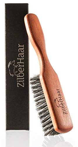 Zilberhaar Bartbürste (Weiche Borsten) | 100% Wildschweinborsten Mit Birnbaumholz | Funktioniert Mit Allen Bartbalsam & Öle | Made in Germany