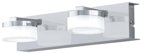 EGLO LED Wandlampe Romendo 1, 2 flammige Wandleuchte Bad dimmbar | Badezimmer Lampe aus Metall in Chrom und satiniertem Kunststoff, LED Feuchtraumleuchte warmweiß, IP44