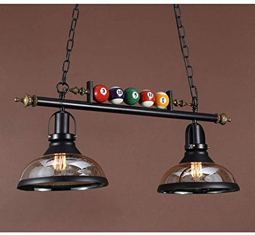 Retro Pendelleuchte 2 flammig Glassschirm Rund Design Vintage Esstisch Lampe Hängeleuchte E27 Eisen Schwarz Höhenverstellbar Hängelampe Cafe Esszimmer Arbeitszimmer Restaurant Leuchte