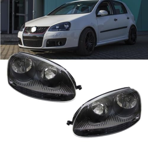 DM Autoteile 3126 Scheinwerfer SET Rechts Links + Lamellen Schwarz kompatibel für VW Golf V 5 GTI Jetta