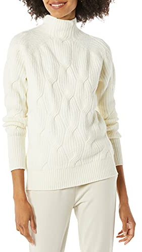 Amazon Essentials Maglione da Donna con Collo a Imbuto Morbido al Tatto, Avorio, M