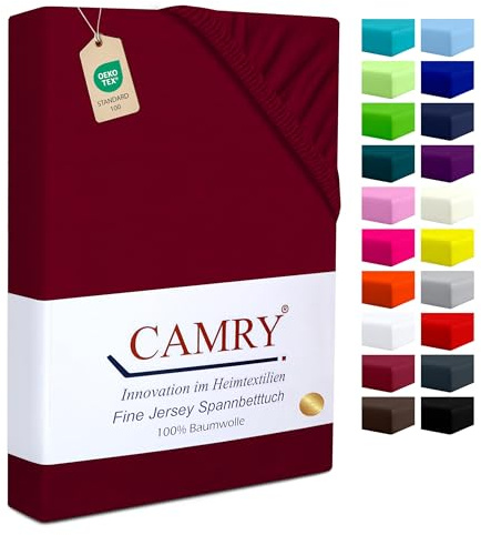 CAMRY Spannbettlaken für Babybett & Kinderbett, 60x120-70x140 cm, Jersey Spannbetttuch Baumwolle, Bordeaux
