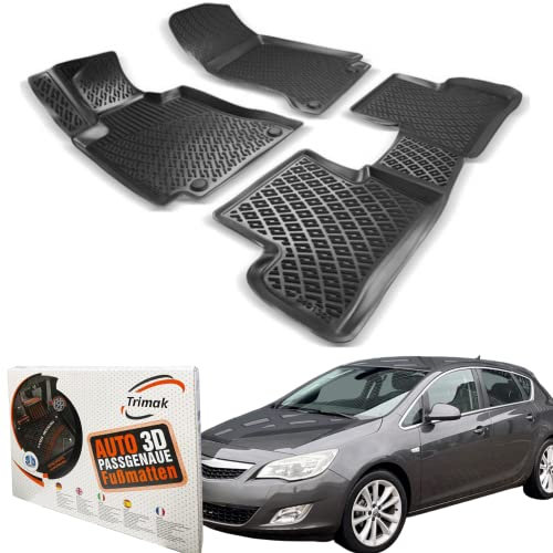 Trimak Passgenau 3D Fussmatten Auto Kompatibel mit Opel Astra G & H 1998-2010 Auto Zubehör 1. und 2. Reihe Gummimatten Autos TPE Allwetter Geruchlos rutschfest Vorne & Hinten Schwarz