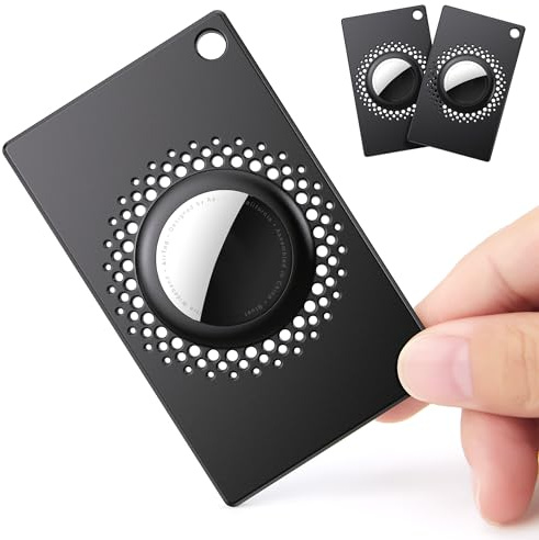 2 st smal för Airtag plånbokshållare, kortfodral för Airtags kreditkortsstorlek med nyckelring, smal säkerhet anti-tappning för handväska, ryggsäck, handväska, koppling (svart)