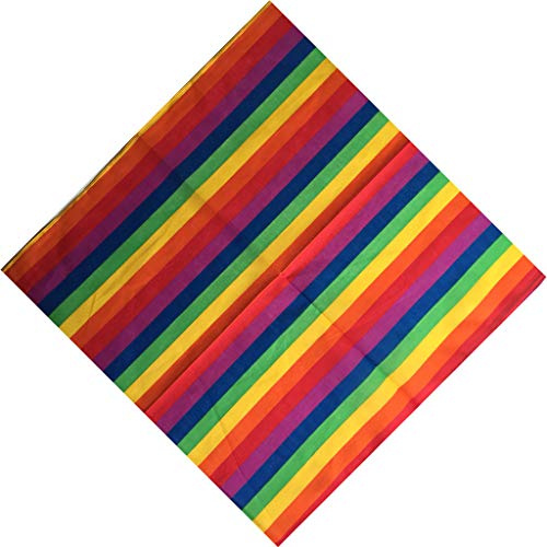 MEIBAOGE Festival Regenbogen Bunte Sieben Streifen 55x55CM Unisex Baumwolle Einstecktuch Schal Stirnband Bandana Gay Parade Armband Krawatte, Quadratischer Schal-Farbe 1