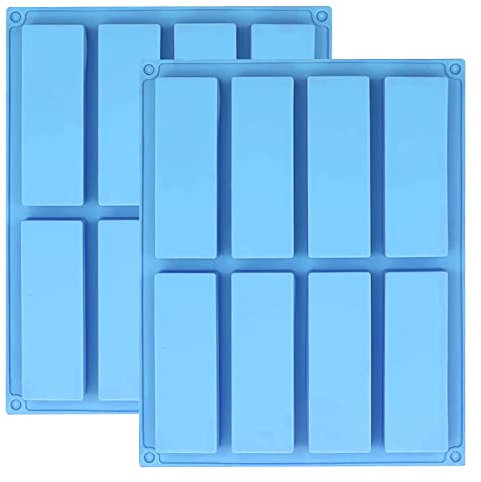 YXHZVON 2Pcs Silicone Rectangle Molds,8 Cavity Nutrition Energy Cereal Bar Moulds, Chocolate Bar Mouldsfor Baking Bread Brownie Cheesecake Butter Soap (Blue)