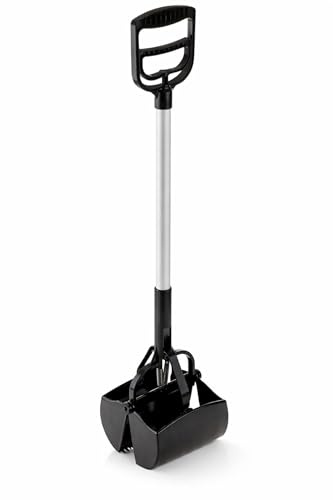 1ABOVE Heavy Duty Jumbo Pooper Scooper Shovel Long Reach Dog Waste Scoop Pickup Remover Easy Squeeze Trigger (BLACK)