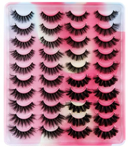 Pestañas Postizas Mullidas 6D Pestañas -20 Pares de Pestañas Postizas Rizadas Gruesas Naturales Pestañas Negras Reutilizables Profesionales (4 modelos)