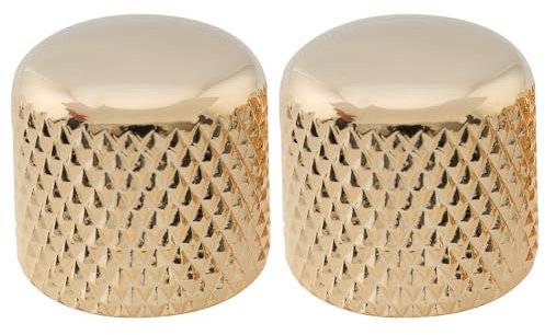 Musiclily Pro Inch Stahl Gitarre Knöpfe Potiknöpfe Push-on T-Style Dome Knobs 18mm für USA Tele E-Gitarre oder Precision Bass, Gold (2 Stück)