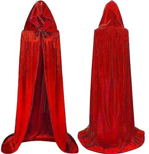 Winwild Velluto Capo Vampiro Costume Signore Uomini Adulti per Carnevale Halloween Cosplay Costume(Rosso, 170cm)