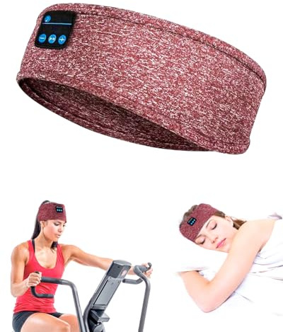 Sleep Headphones, Wireless Bluetooth Headband Built-in Ultra-Thin HD Stereo Speakers, Soft Sleep Headphones Headband for Side Sleep, Yoga, Fitness, Relaxation, Personalized Tech Gifts (Red)