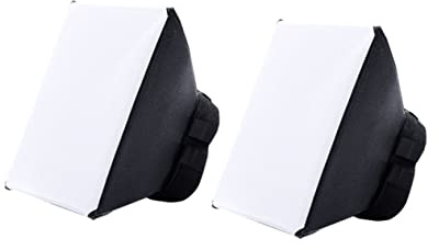 2 Stück Universelle Kamera Diffusor Softbox für DSLR Blitzgeräte, Schwarz | Kunststoff, Faltbar und Tragbar, Weiche Gleichmäßige Ausleuchtung, Leicht zu Verstauen