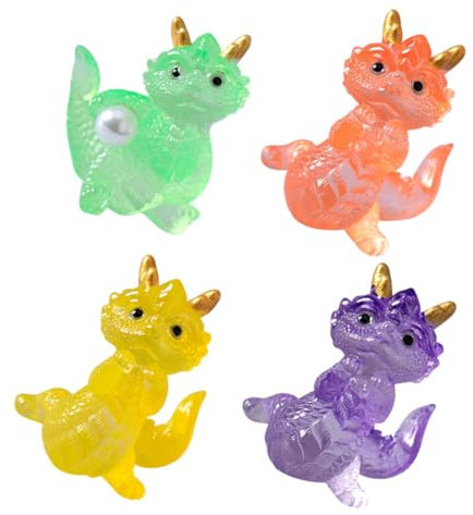 GOOHOCHY 4stücke Teiliges Miniatur Drachenfiguren Für -landschaften Resin Deko Für Garten Party Und Pflanzentöpfe Grün Gelb Und Rot Als Tischdekoration Für Miniatur-
