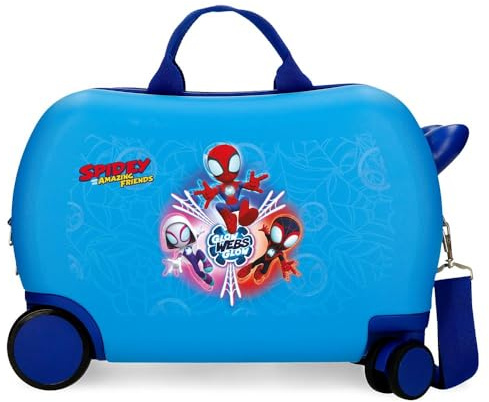Disney Marvel Spidey Power of 3, valigia per bambini, realizzata in ABS, pratica interna con due scomparti, quattro ruote doppie a rotazione multidirezionale, di Joumma Bags., blu, Valigia per bambini